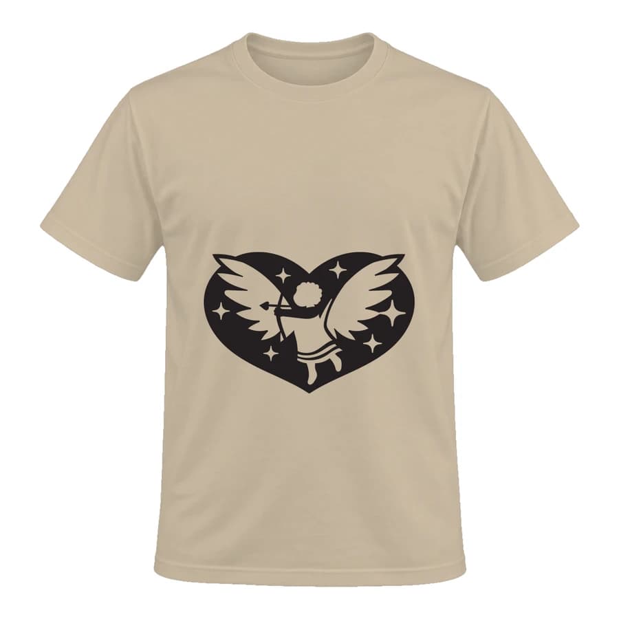 T-shirt — Cœur romantique — Devant — Beige