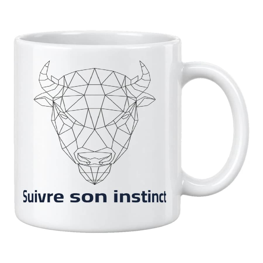 Mug — Bison · Lignes géométriques — Devant — Blanc